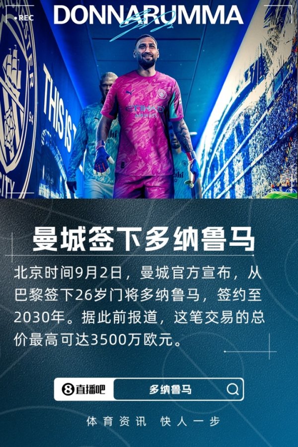 乔-哈特：多纳鲁马脚下技术很不错，他是瓜帅想要的世界级守门员