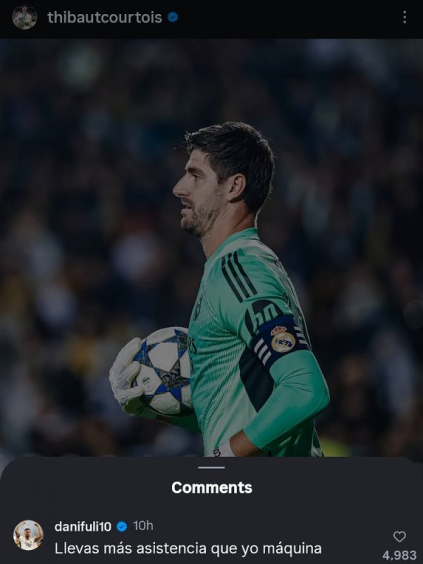 塞巴略斯打趣库尔图瓦社媒：你助功  比我多