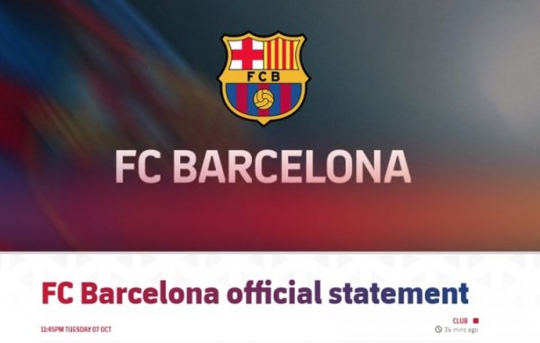 巴萨官方：西甲第9轮对赫罗纳将在蒙锥克进行 推迟回归诺坎普