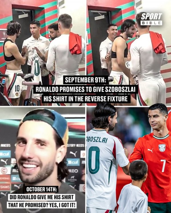 圆梦☺️索博赛后拿到偶像C罗运动活动    服  ，上次找C